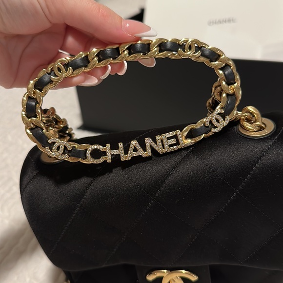 Chanel mini flap bag with top handle. Limited edition with Swarovski details - Picture 9 of 9